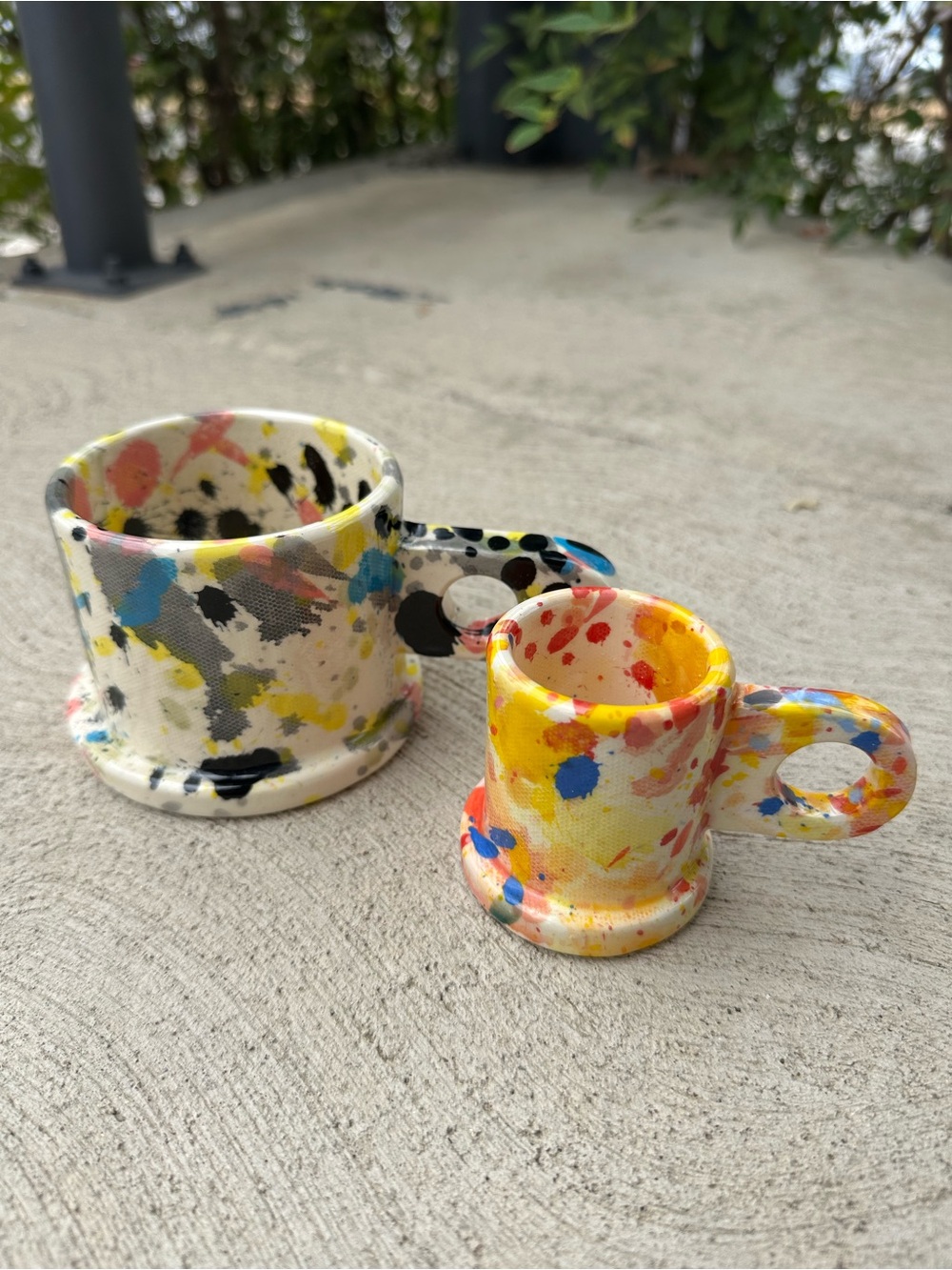 Peter Shire One of a kind splatter mug and espresso cup